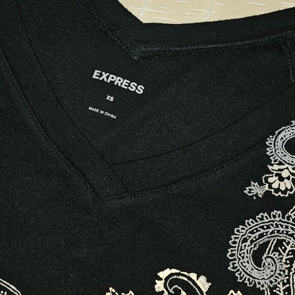 BLACK MINI DRESS with GOLD ACCENTS and RUCHED CUFFS by EXPRESS in SIZE XS - Picture 3 of 11